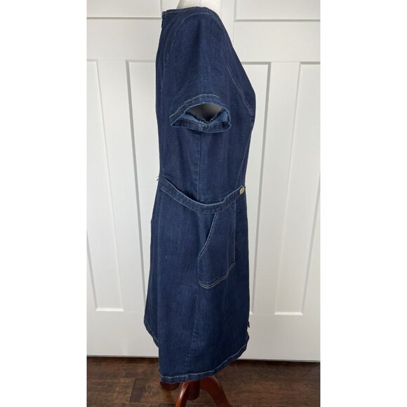 Vintage Liz Claiborne Denim Sheath Dress Size 16 Pockets Classic Minimalist - Picture 5 of 9